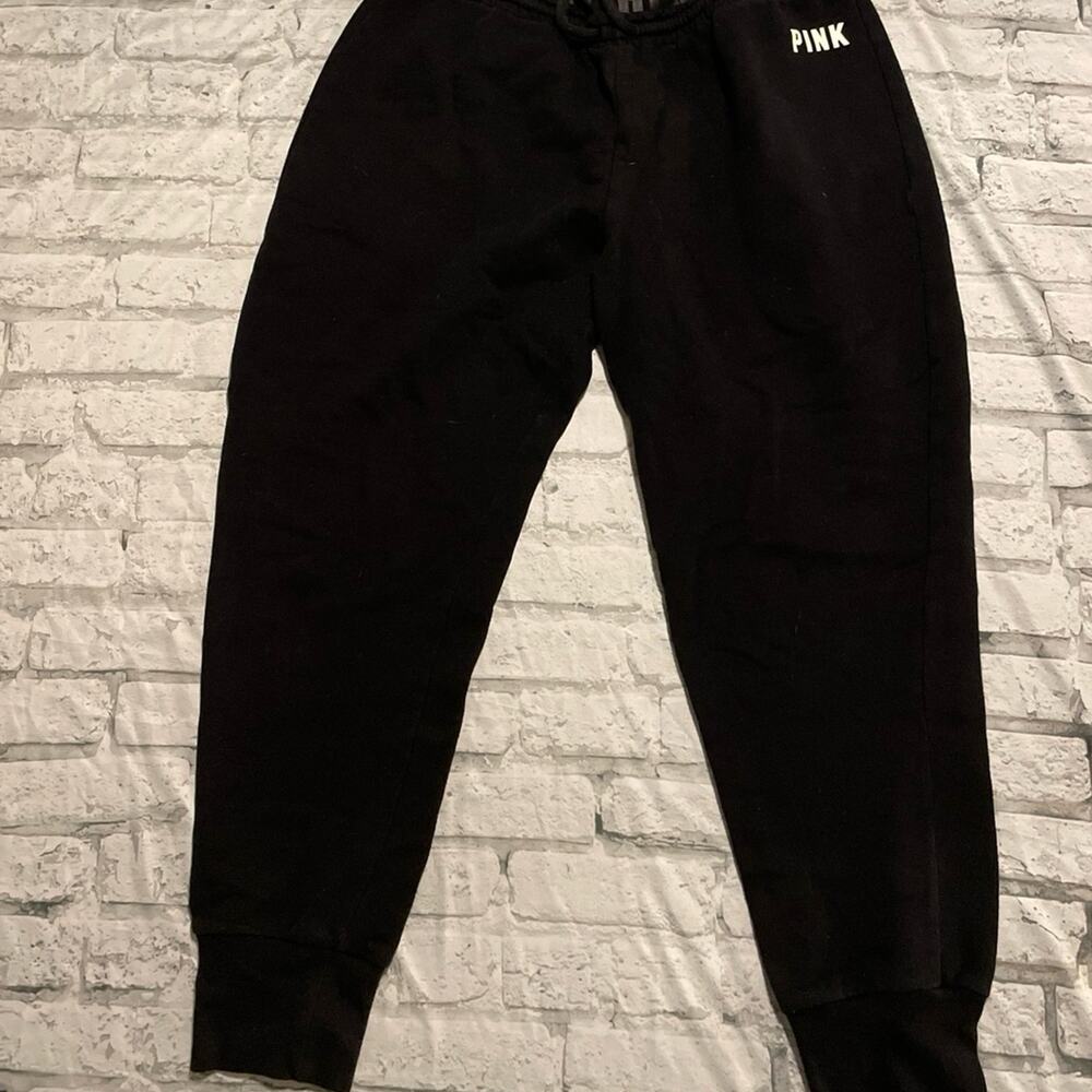 Victoria's Secret PINK black Campus Fleece sweatpants, medium